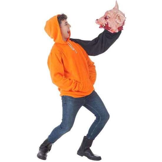 DISFRAZ ADULTO SUDADERA HALLOWEEN CABEZA CERDO TALLA L image 0