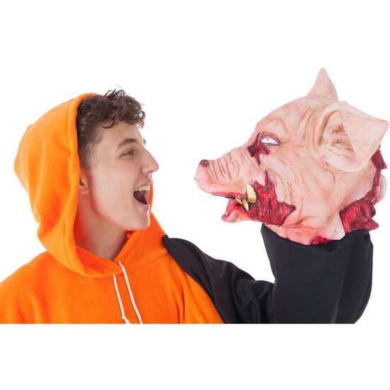 DISFRAZ ADULTO SUDADERA HALLOWEEN CABEZA CERDO TALLA L image 1