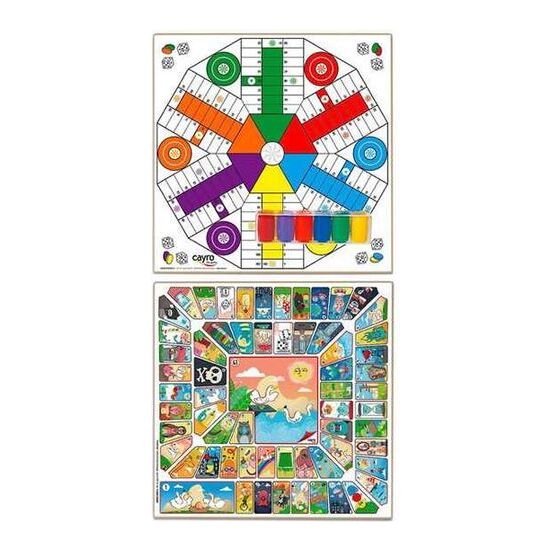 TABLERO PARCHIS 6 JUGADORES Y OCA DE MADERA 40X40 CM CON ACCESORIOS image 1