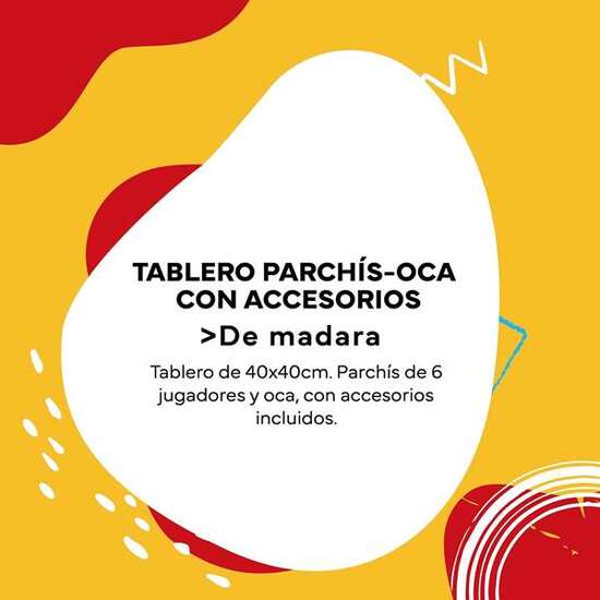 TABLERO PARCHIS 6 JUGADORES Y OCA DE MADERA 40X40 CM CON ACCESORIOS image 2