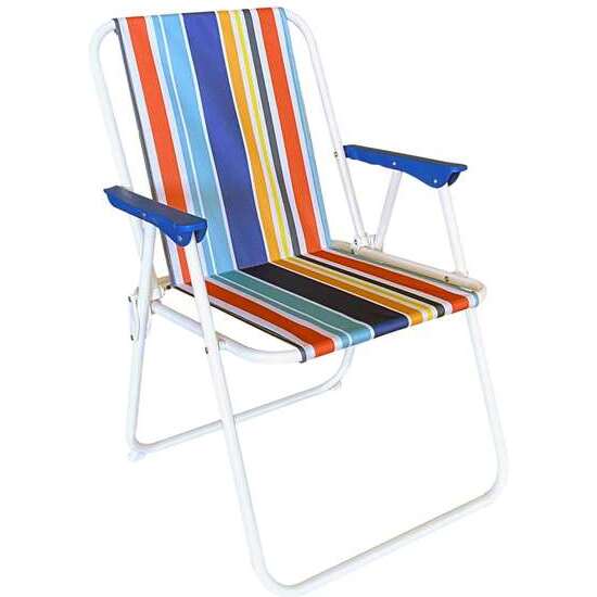 SILLA PLAYA HIERRO Y LONA FIJA PLEGABLE STRIPE 53 X 46 X 75 CM image 0