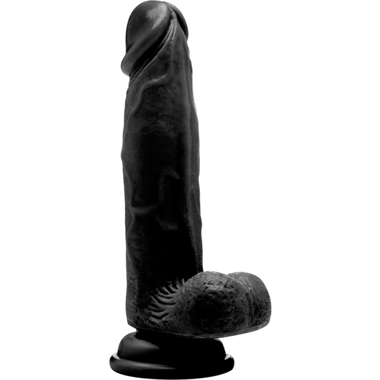 REALISTIC COCK - 8 INCH - WITH SCROTUM - BLACK image 0