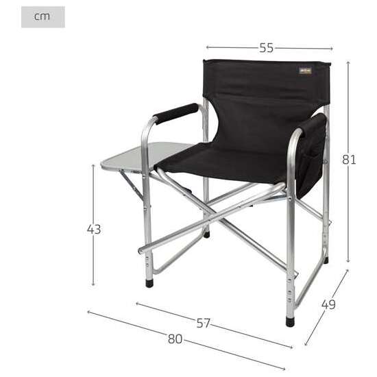 SILLA PLEGABLE DE DIRECTOR ALUMINIO CON BOLSILLO Y MESITA AUXILIAR 55X49X81CM image 1