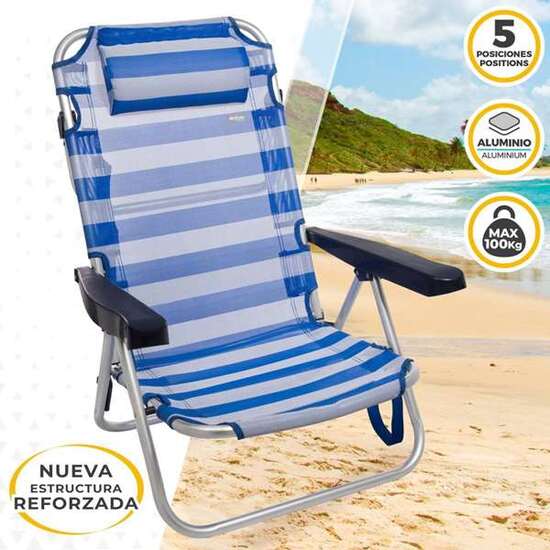 SILLA PLAYA PLEGABLE ALUMINIO POSICIONES MARINERA 48X48,5X84 CM image 3