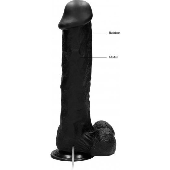 VIBRATING REALISTIC COCK - 11 INCH - WITH SCROTUM - BLACK image 3