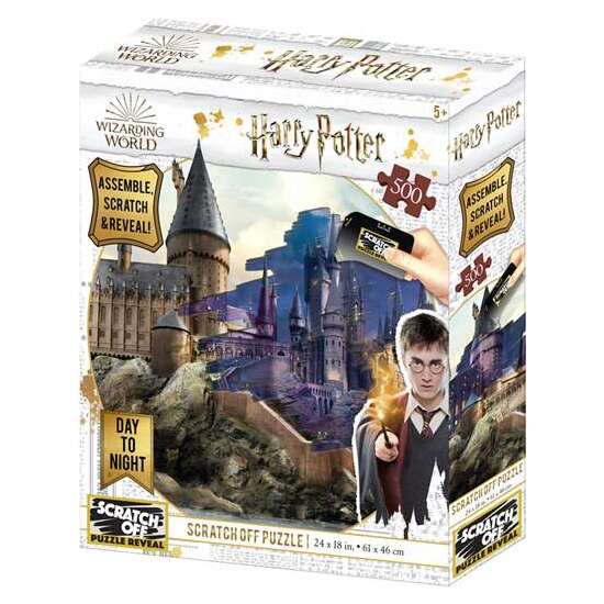 PUZZLE PARA RASCAR HARRY POTTER HOGWARTS DÍA Y NOCHE ¡MONTA, RASCA Y DESCUBRE! 500 PIEZAS image 0