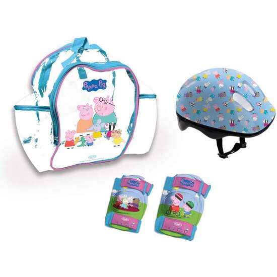 CASCO (52/56 CM) CON PROTECCIONES EN MOCHILA PEPPA PIG image 0