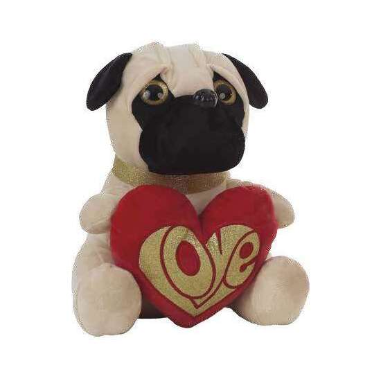 PELUCHE PUG DOG CORAZÓN 32 CM image 0