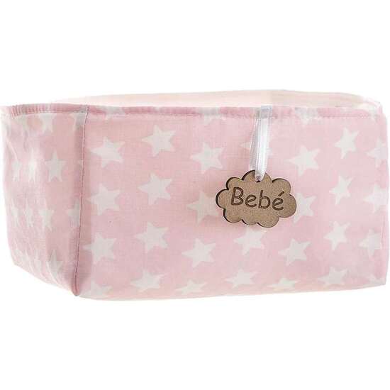 CESTA PEQUEÑA ESTRELLAS ROSA 18 X 15 X 10,5 CM image 0