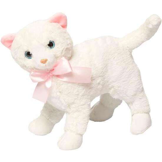 PELUCHE GATO BLANQUITA CON LAZO ROSA 30X28X12 CM image 2