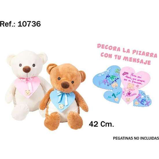 PELUCHE OSO CORAZON PIZARRA 42 CM. - MODELOS SURTIDOS image 1