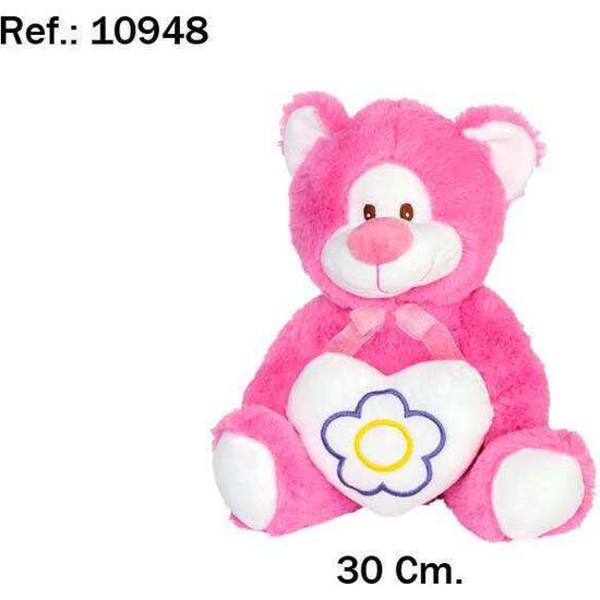PELUCHE OSO FUCSIA CORAZON 30 CM image 1