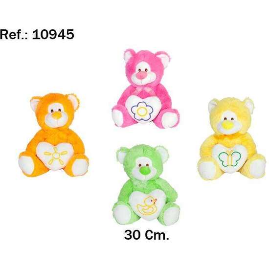 PELUCHE OSO COLORES CORAZON 30 CM - MODELOS SURTIDOS image 1