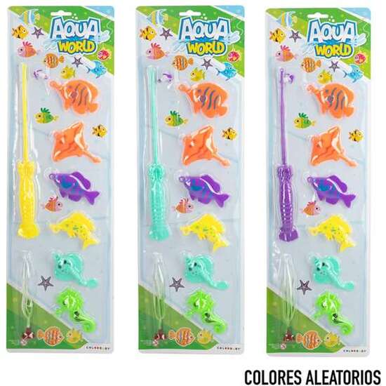 JUEGO DE PESCA AQUA WORLD EN BLISTER CON CAÑA Y 6 PECES image 1