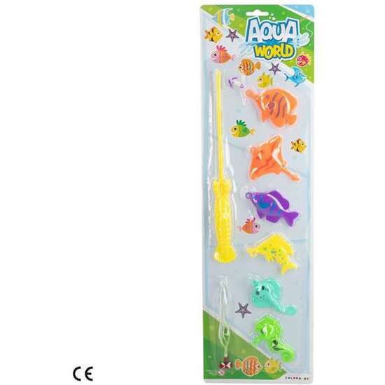 JUEGO DE PESCA AQUA WORLD EN BLISTER CON CAÑA Y 6 PECES image 3
