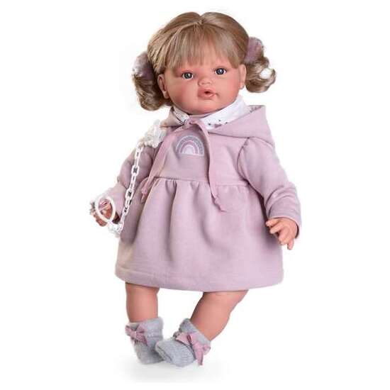 MUÑECA BENI LAGRIMITAS CON COLETERO POMPONES Y VESTIDO ARCOIRIS 42 CM image 0