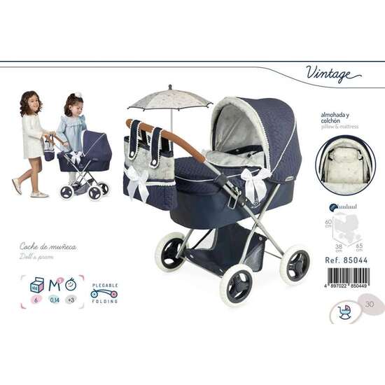 COCHE DE MUÑECA PLEGABLE CON SOMBRILLA VINTAGE 38X65X60CM image 5