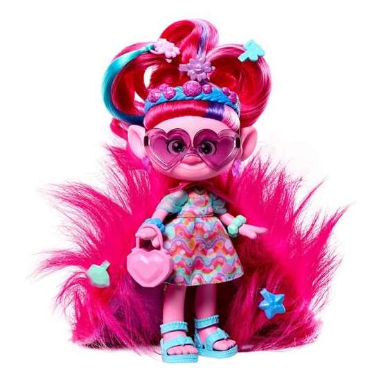 MUÑECA TROLLS POPPY CON ACCESORIOS ¡SU PELO SE CONVIERTE EN CAPA! 30 CM image 0