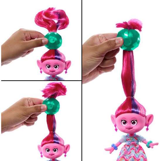 MUÑECA TROLLS POPPY CON ACCESORIOS ¡SU PELO SE CONVIERTE EN CAPA! 30 CM image 3