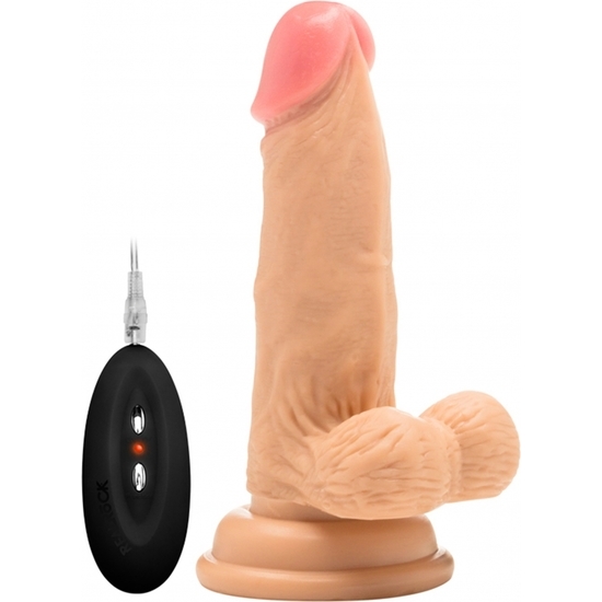 VIBRATING REALISTIC COCK - 6 INCH - WITH SCROTUM - SKIN image 0
