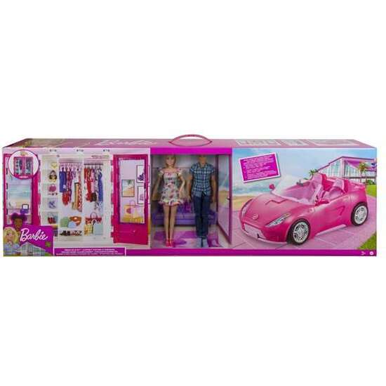 MUÑECA BARBIE Y KEN CON SU ARMARIO Y COCHE DESCAPOTABLE ROSA DE DOS PLAZAS. INCLUYE ACCESORIOS. image 4