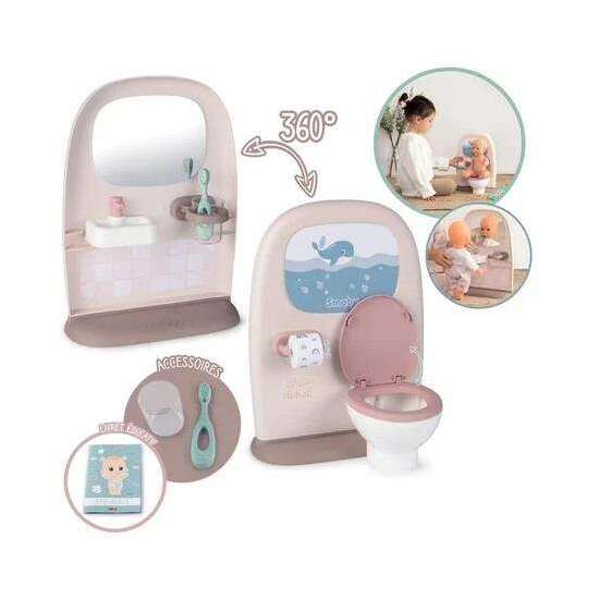 BAÑO BEBÉ BABY NURSE CON 2 ZONAS POR UN LADO RETRETE Y OTRO LAVABO.MUÑECO NO INCLUIDO. 34X25X22,2 CM image 0