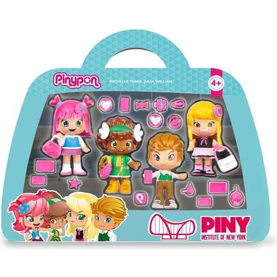 FIGURAS PINYPON PINY SET AMIGOS CON 4 UNIDADES, INCLUYE ACCESORIOS PARA DECORARLOS image 0