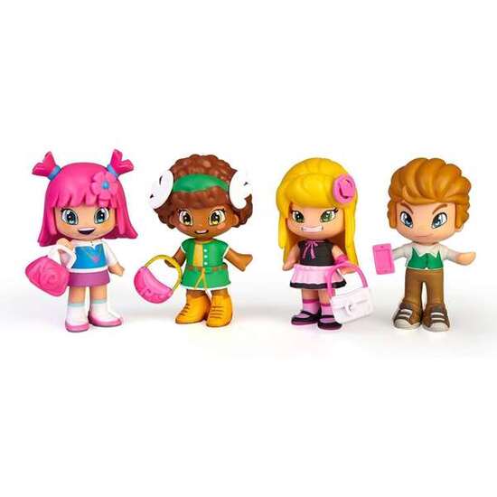 FIGURAS PINYPON PINY SET AMIGOS CON 4 UNIDADES, INCLUYE ACCESORIOS PARA DECORARLOS image 1