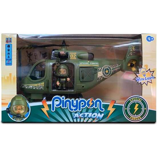 HELICÓPTERO FUERZAS ESPECIALES PINYPON ACTION CON MÁS DE 8 ACCESORIOS, INCLUYE UNA FIGURA image 0