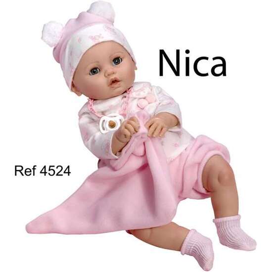 MUÑECA REBORN NICA LLORONA CON OJO MOVIBLE, JERSEY CON GASA 46 CM (1.500 GR) image 1