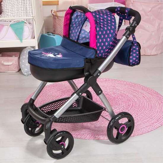 COCHE MUÑECAS STULE PRAM AZUL MARINO 86X79X42 CM image 3