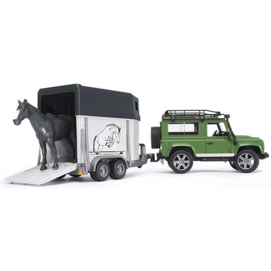 COCHE LAND ROVER CON TRANSPORTE CABALLOS COCHE 28X13,8X15,3 CM REMOLQUE 34X14X18CM image 0