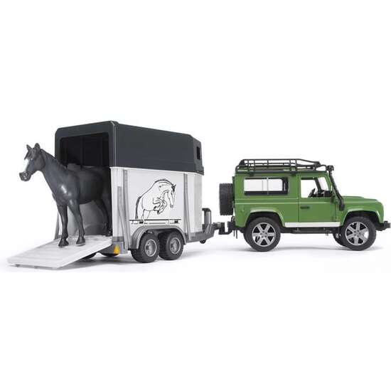 COCHE LAND ROVER CON TRANSPORTE CABALLOS COCHE 28X13,8X15,3 CM REMOLQUE 34X14X18CM image 1