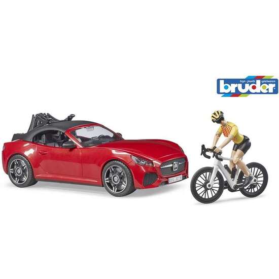 COCHE ROADSTER CON CICLISTA 28,5X12X13,5 CM image 0