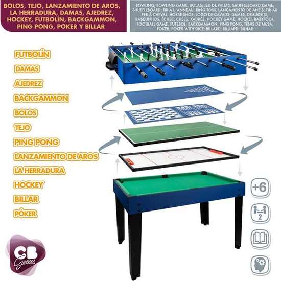 MESA MULTIJUEGOS 12 EN 1 - 107X61 CM image 2