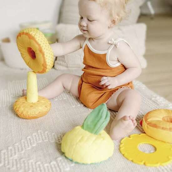 JUEGO APILABLE PIÑA SUAVE MELISSA & DOUG CON 5 PIEZAS DE DIFERENTES TEXTURAS Y SONIDOS image 1