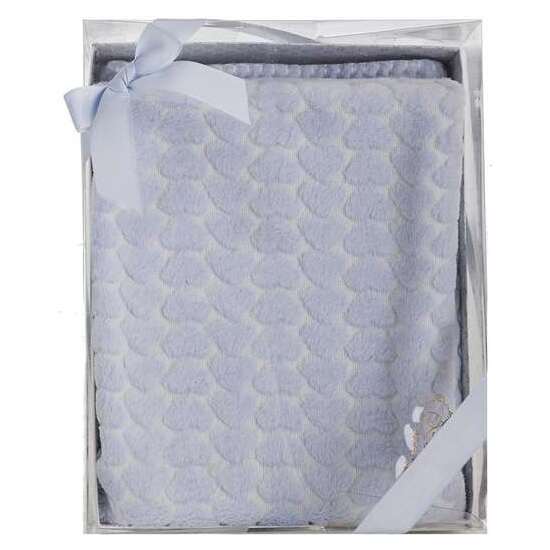 CAJA REGALO MANTA CORAZON 100X75 + CONEJO AZUL33CM image 1