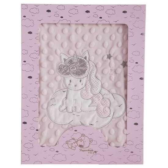MANTA DOBLE CARA EN CAJA 100 X 75 UNICORNIO BORDADO image 1