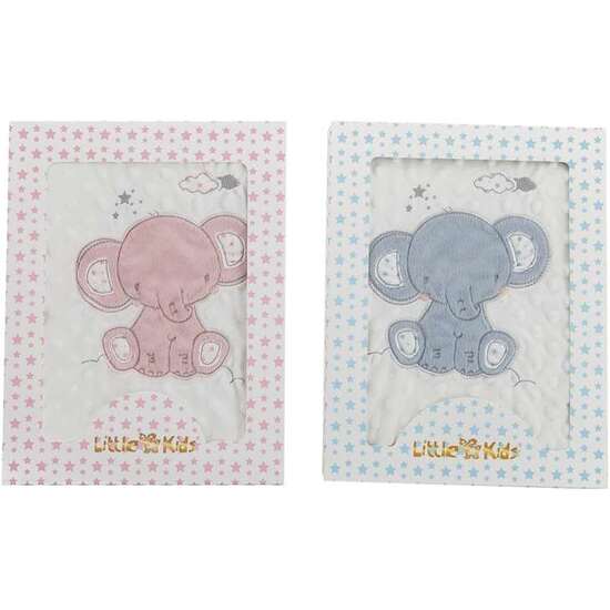 MANTA DOBLE CARA ELEFANTE BORDADO ROSA 100X75 CM image 1