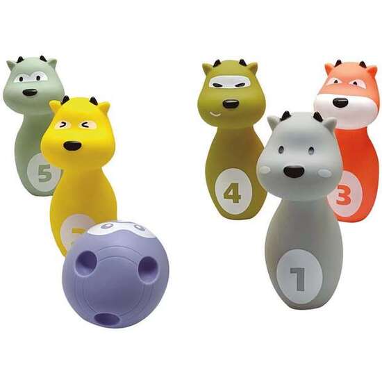 JUEGO DE BOLOS ANIMALES TACTO SUAVE, BOLO 16CM BOLA 8CM DIAMETRO image 0