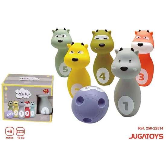 JUEGO DE BOLOS ANIMALES TACTO SUAVE, BOLO 16CM BOLA 8CM DIAMETRO image 1