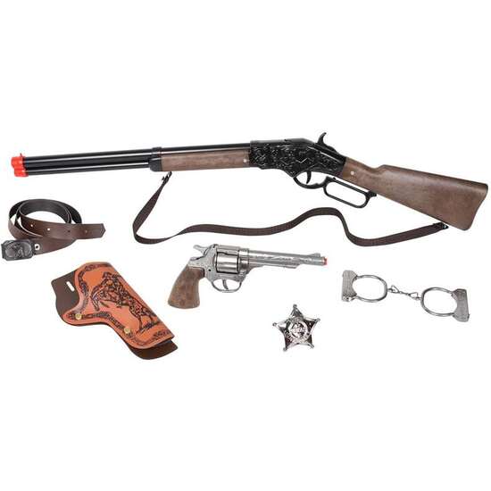 RIFLE WINSCHESTER CON PISTOLA Y ACCESORIOS 8 TIROS 77X23X5 CM image 0