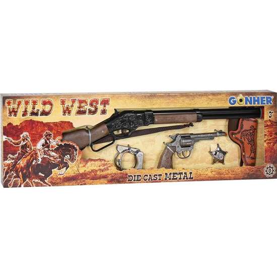 RIFLE WINSCHESTER CON PISTOLA Y ACCESORIOS 8 TIROS 77X23X5 CM image 1