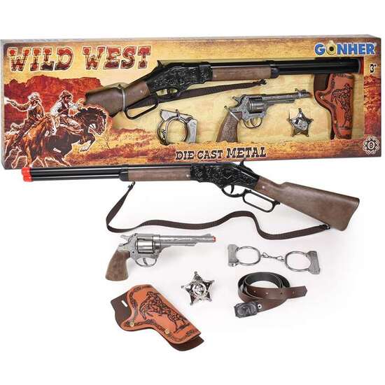 RIFLE WINSCHESTER CON PISTOLA Y ACCESORIOS 8 TIROS 77X23X5 CM image 2