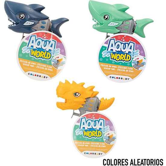PISTOLA DE AGUA DINOSAURIO/TIBURON AQUA WORLD EXP. 12 PIEZAS image 1