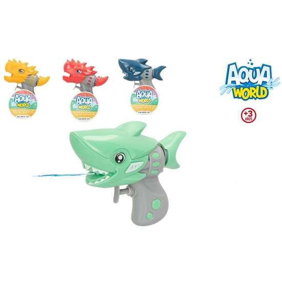 PISTOLA DE AGUA DINOSAURIO/TIBURON AQUA WORLD EXP. 12 PIEZAS image 3