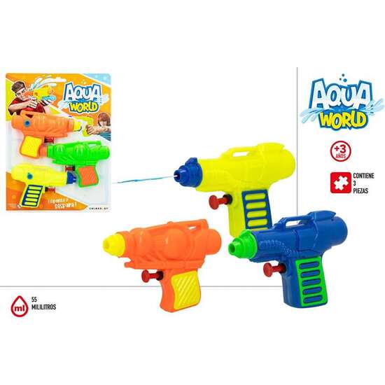 PISTOLA DE AGUA AQUA WORLD 19X3X25,5 CM PACK DE 3 PISTOLAS. - MODELOS SURTIDOS image 1