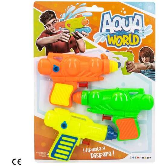 PISTOLA DE AGUA AQUA WORLD 19X3X25,5 CM PACK DE 3 PISTOLAS. - MODELOS SURTIDOS image 2