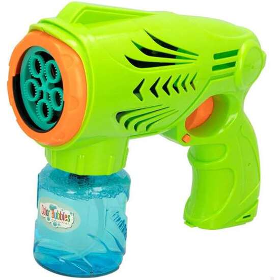 PISTOLA DE POMPAS ELECTRICA COLOR BUBBLES CON RECAMBIO DE 150 ML DE JABON image 1