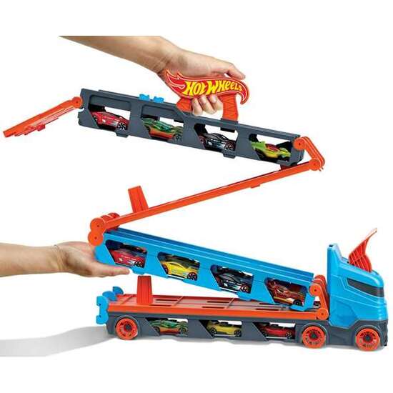 CAMION DE TRANSPORTE HOT WHEELS CONVERTIBLE EN PISTA DE COCHES. image 5